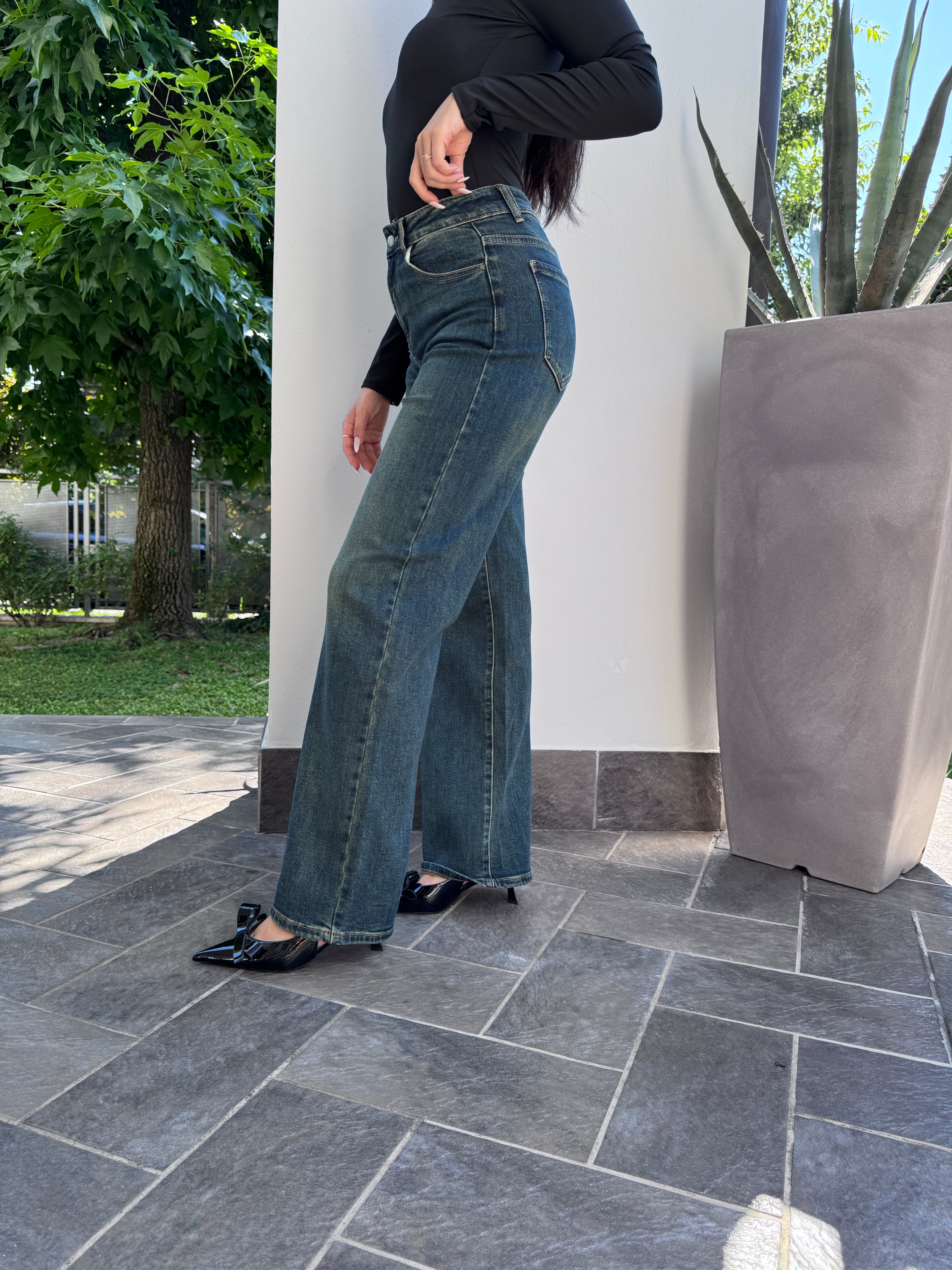 Jeans palazzo foschia