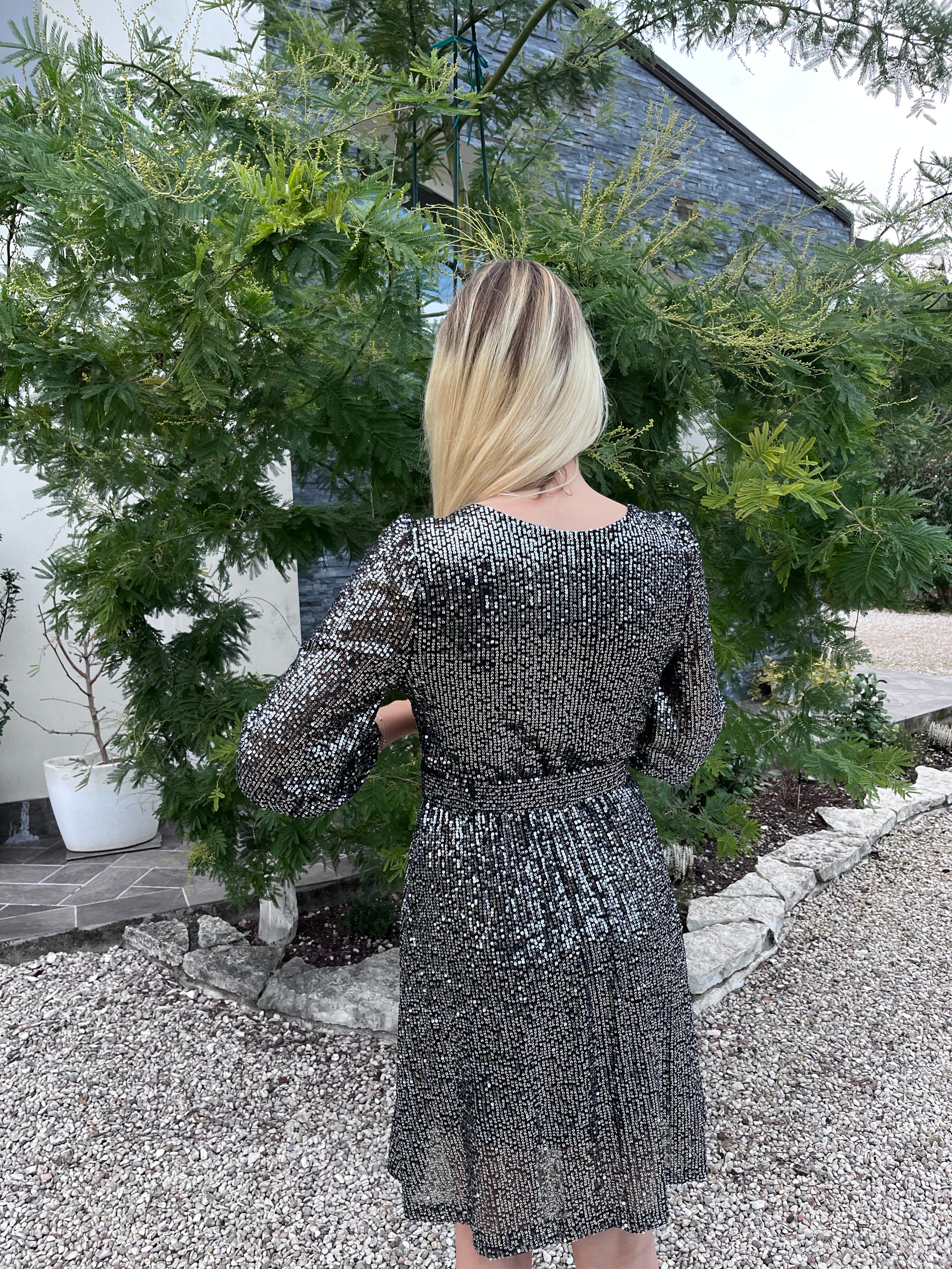 Abito paillettes argento