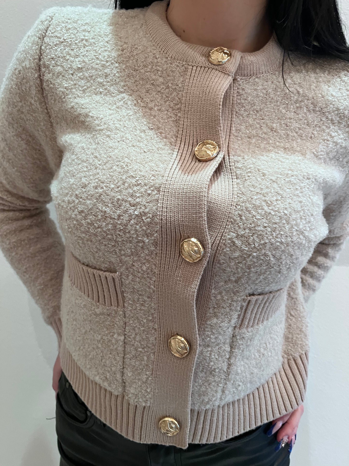 Cardigan chanel sabbia