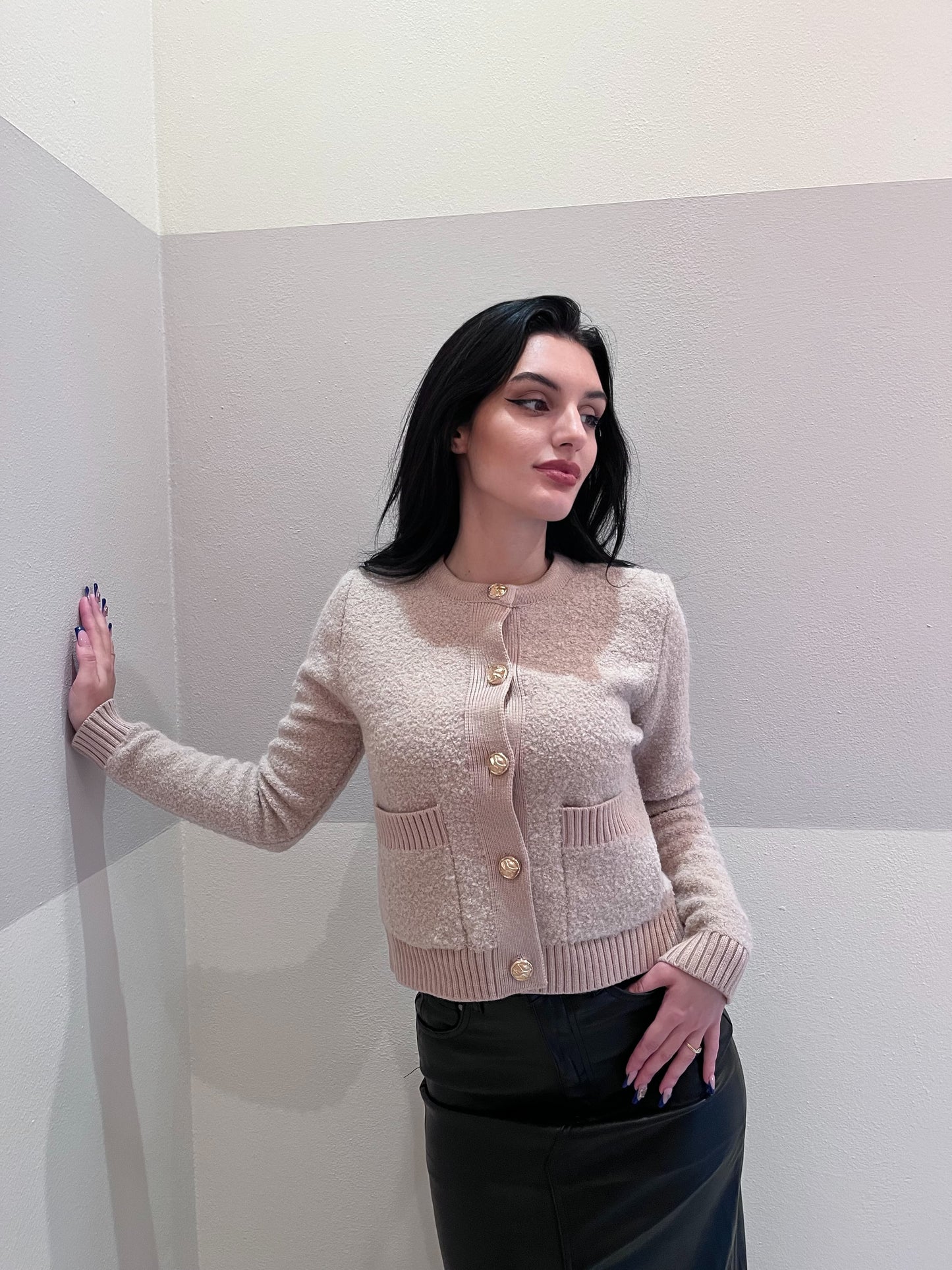 Cardigan chanel sabbia