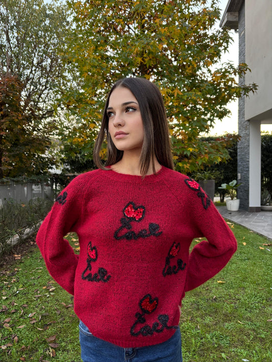 Maglione tulipano rosso