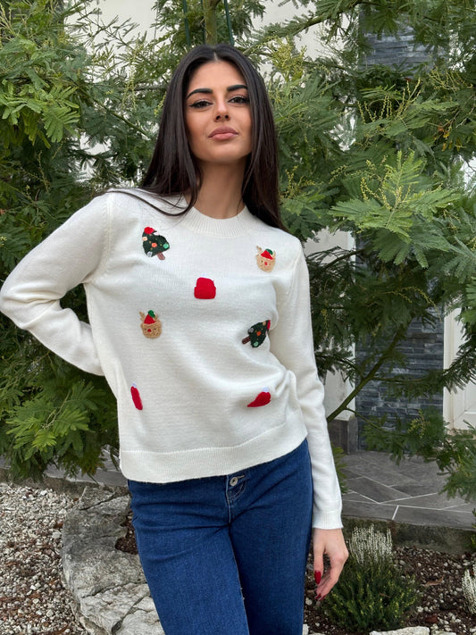 Maglione Christmas bianco