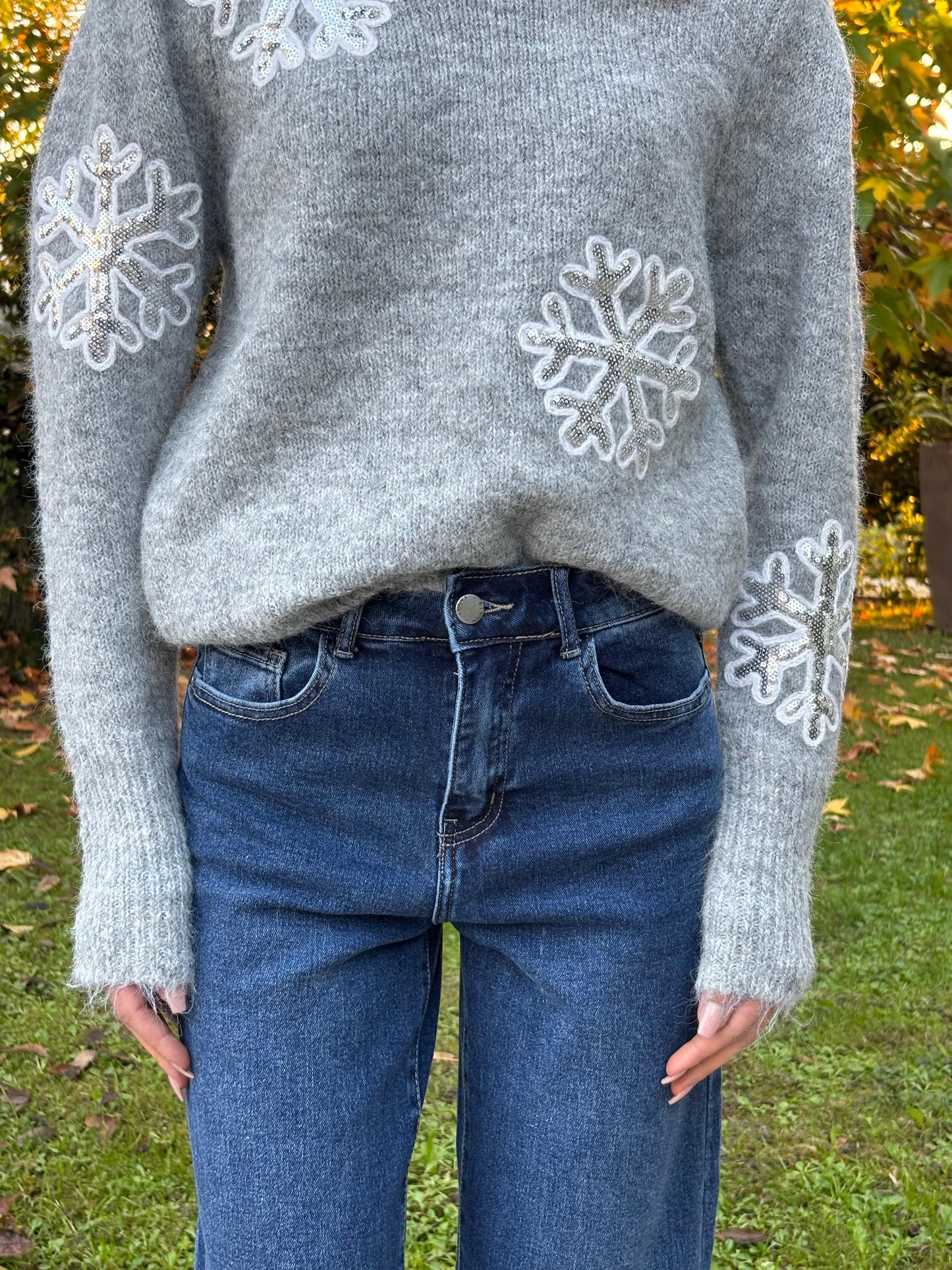 Maglione fiocco di neve grigio