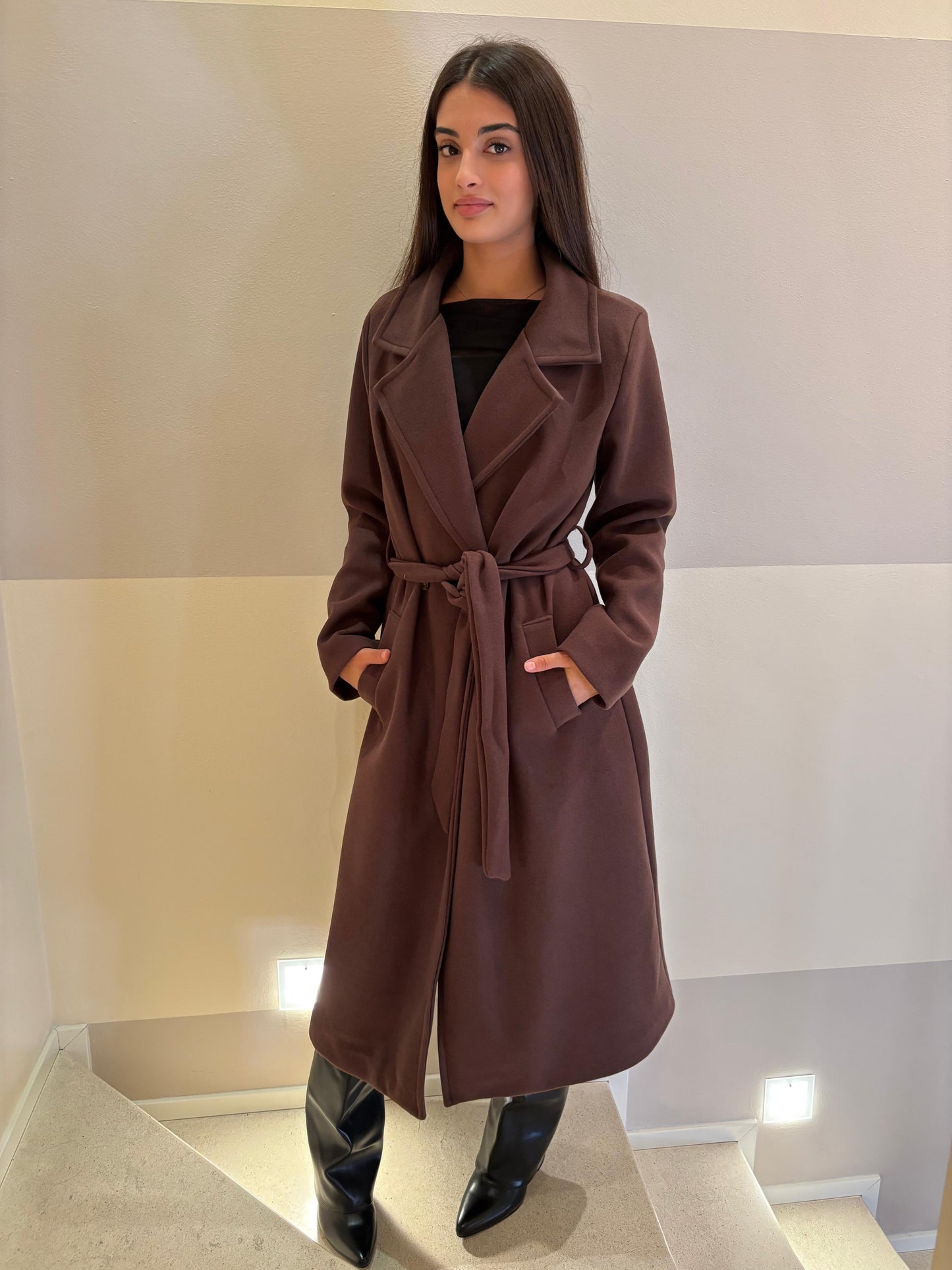 Cappotto lungo marrone