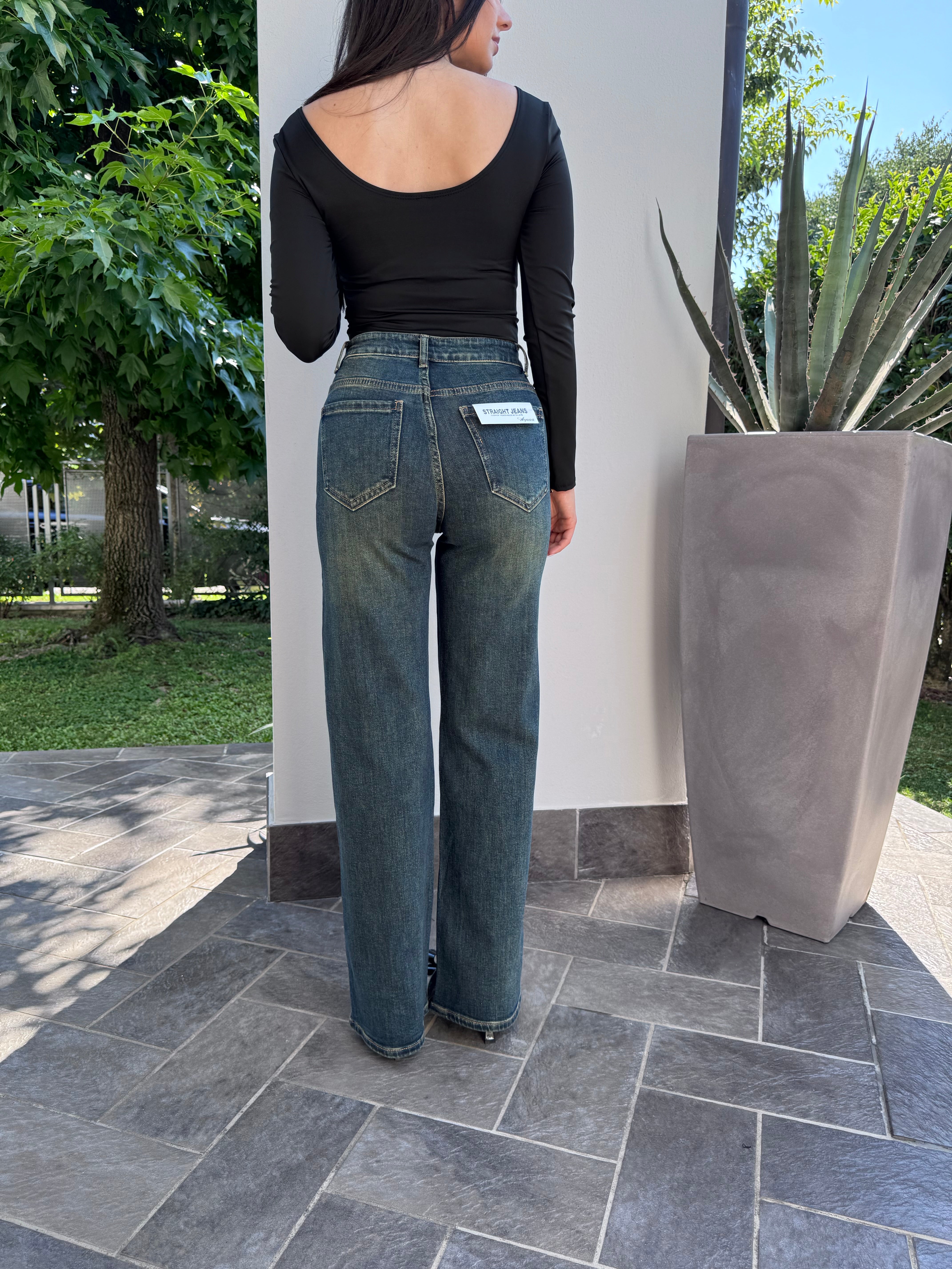 Jeans palazzo foschia