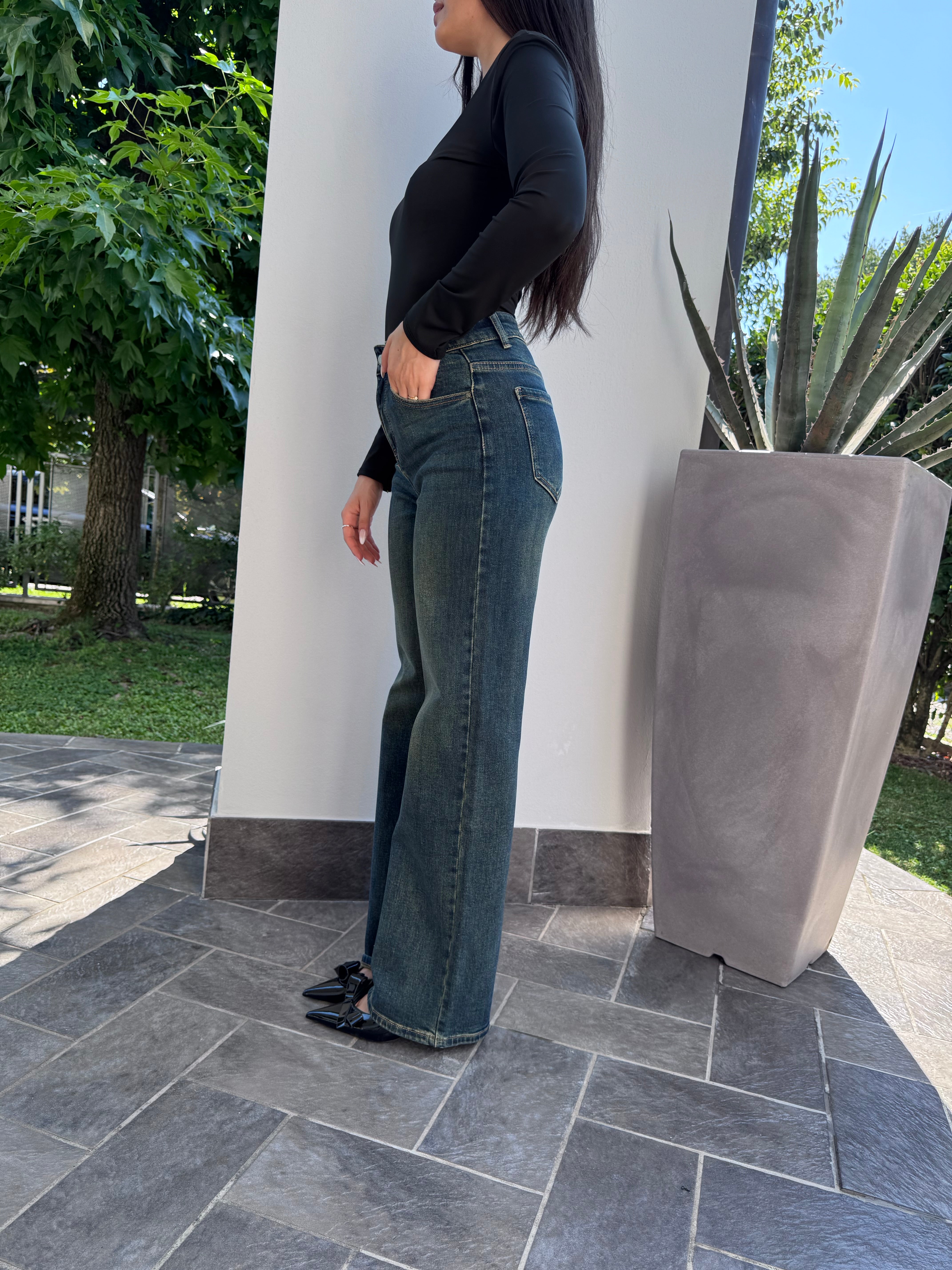 Jeans palazzo foschia