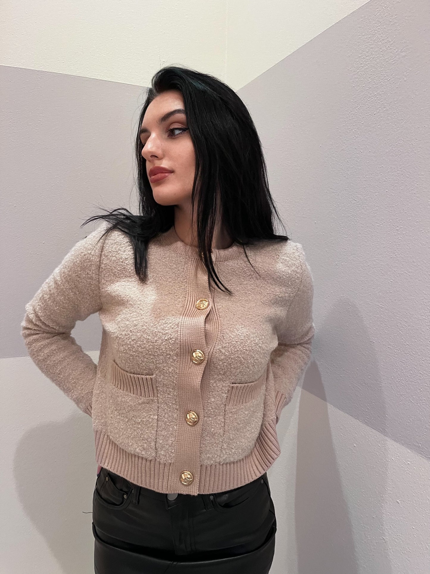 Cardigan chanel sabbia