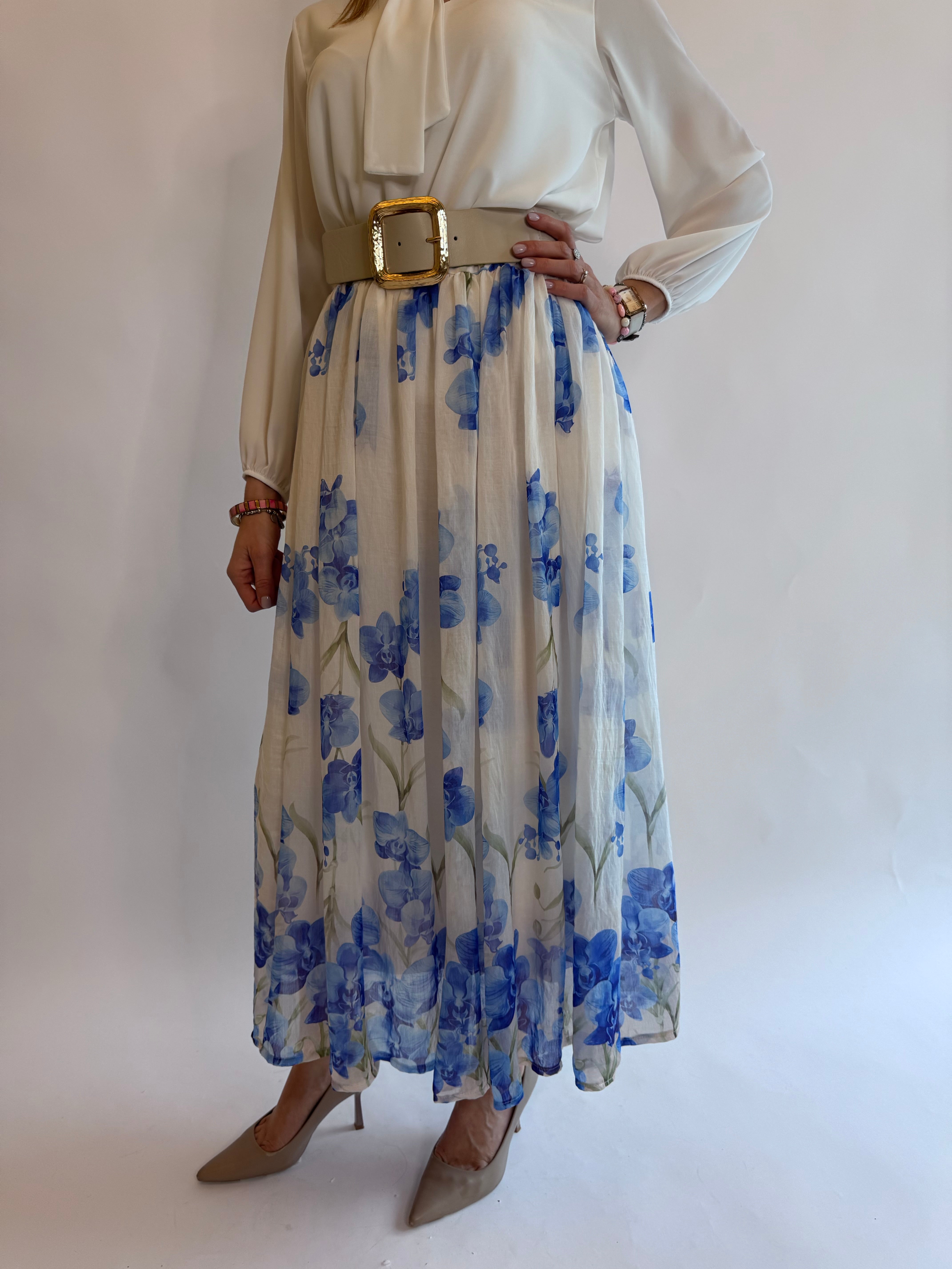 Gonna flowers azzurro