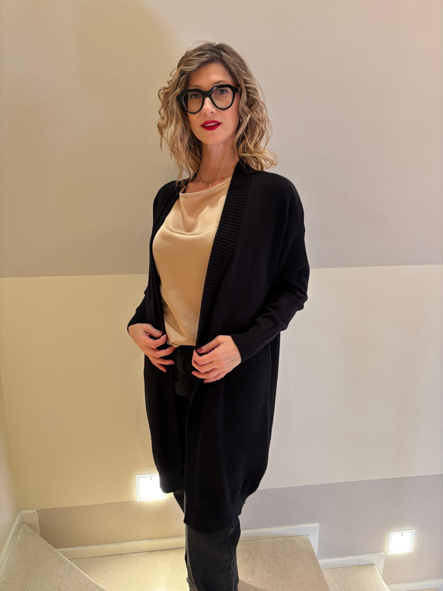 Cardigan manica lunga nero