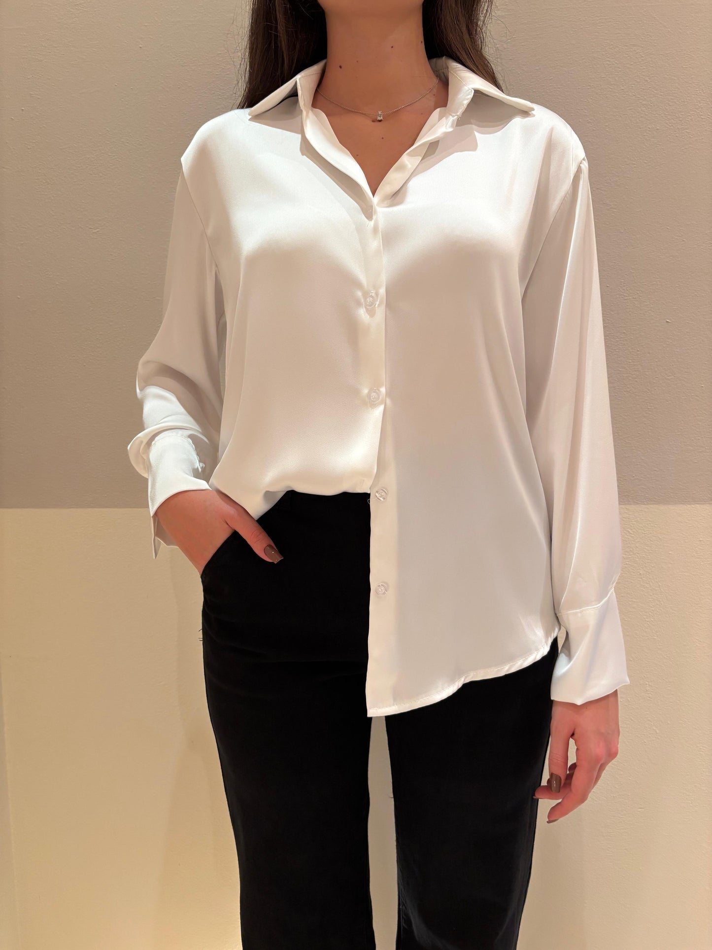 Camicia satin bianco