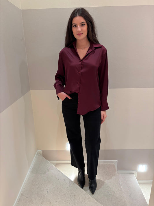 Camicia satin Borgogna