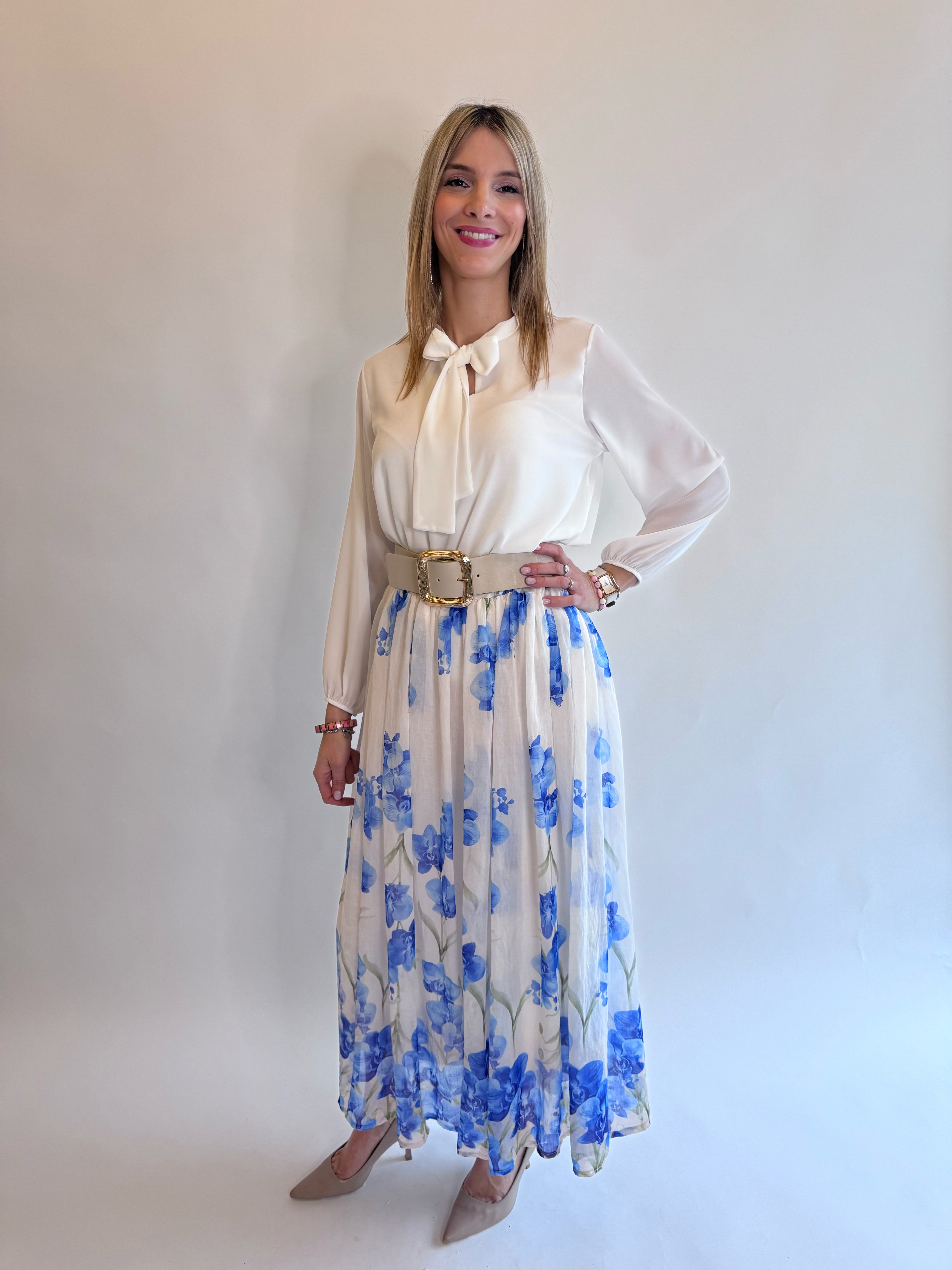 Gonna flowers azzurro