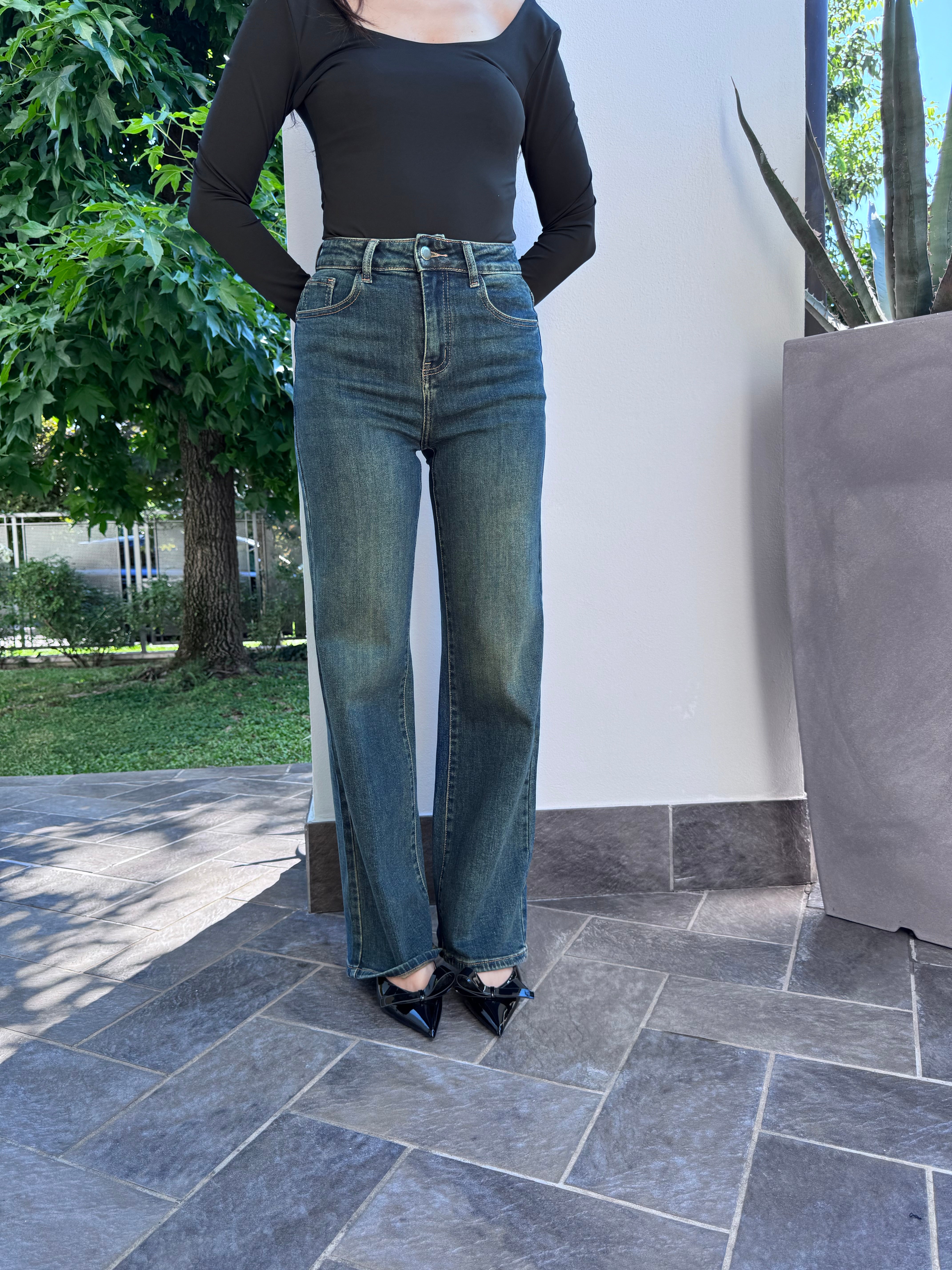 Jeans palazzo foschia
